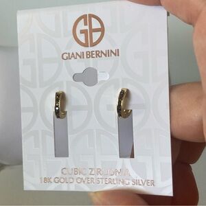 Giani Bernini 18k Gold plated over 925 Sterling Silver Tiny Hoop Huggie Earrings